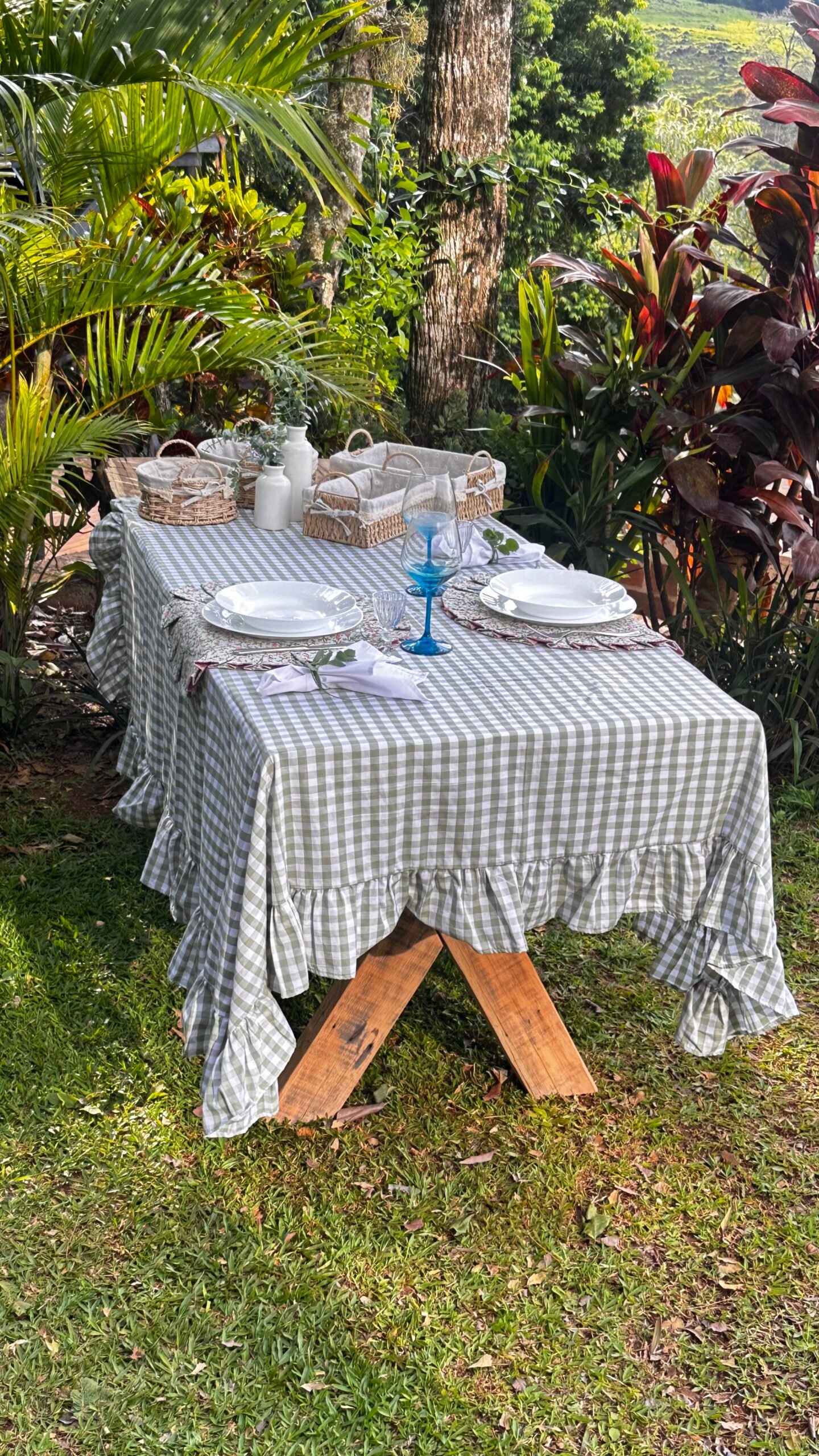 Toalha de Mesa Xadrez Verde