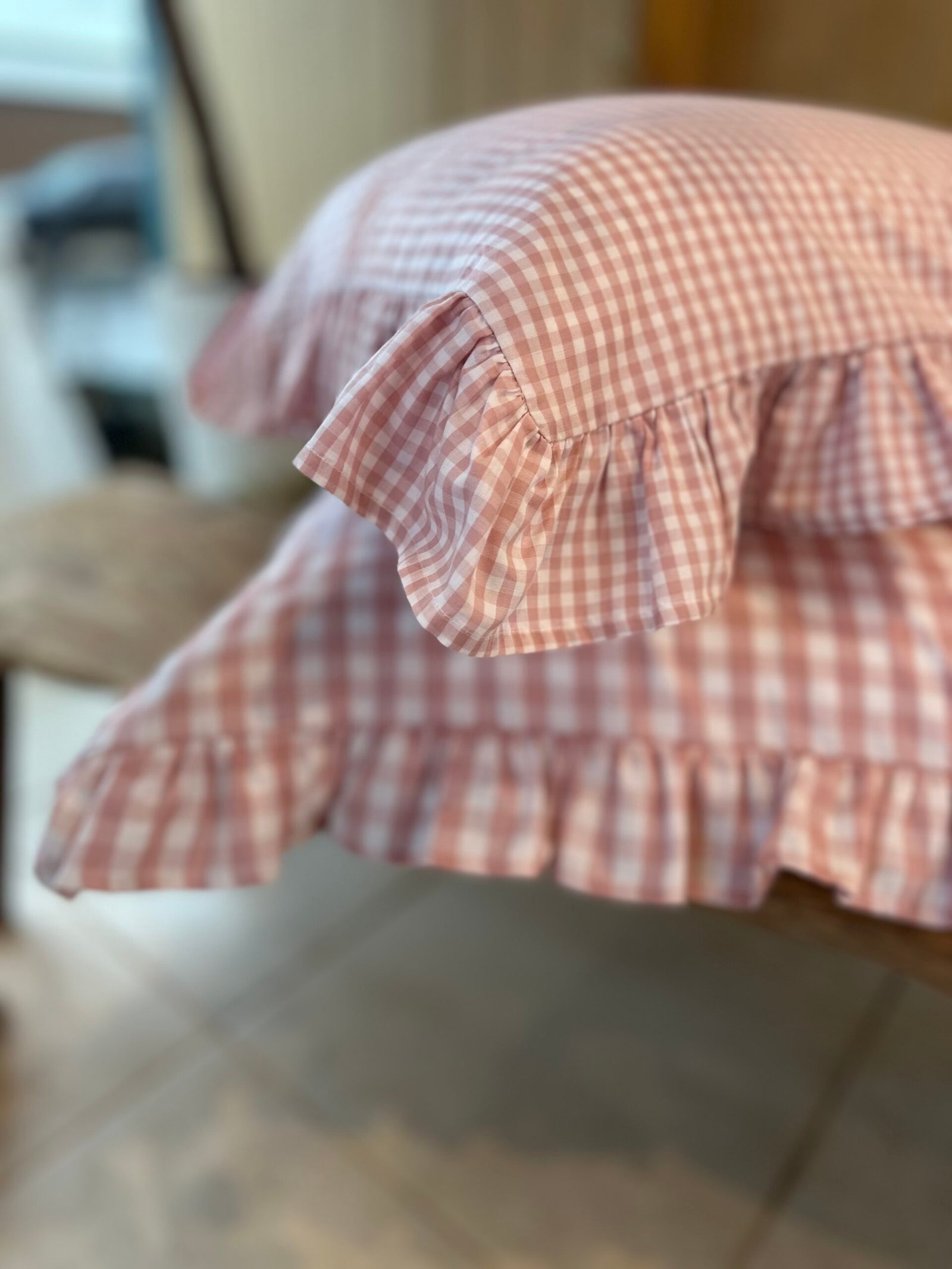 Fronhas Xadrez Rosa Chá